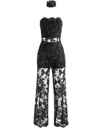Alice + Olivia - Georgie Embellished Lace Jumpsuit - Lyst