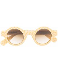 Etnia Barcelona Check-print Round-frame Sunglasses - Yellow