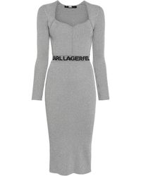 Karl Lagerfeld - Logo-waistband Lurex Midi Dress - Lyst