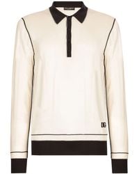 Dolce & Gabbana - Zijden Poloshirt Met Geborduurd Logo - Lyst