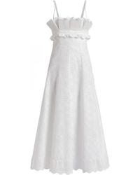 Alberta Ferretti - Ruffled Eyelet Dress - Lyst
