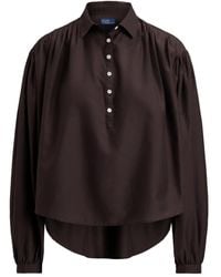 Polo Ralph Lauren - Collared Long-Sleeved Blouse - Lyst