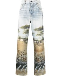 Amiri - Straight Jeans With Cheetah Print - Lyst