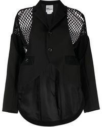 Noir Kei Ninomiya - Mesh-Panelling Single-Breasted Blazer - Lyst