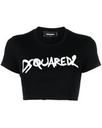 DSquared² - Cropped T-shirt Met Logoprint - Lyst