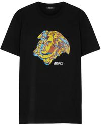 Versace - Embellished Cotton-Jersey T-Shirt - Lyst