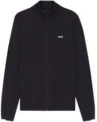 BOSS - Cardigan En Coton À Logo Contrastant - Lyst