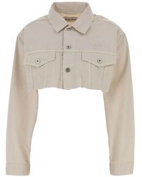 Miu Miu - Cropped Raw-Cut Denim Jacket - Lyst