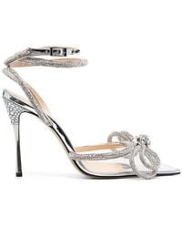 Mach & Mach - Double Bow Crystal-embellished Pvc Heeled Sandals - Lyst