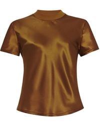 Rosetta Getty - Satin-Effect Short-Sleeve Top - Lyst
