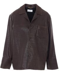 Saint Laurent - Button-Up Leather Jacket - Lyst