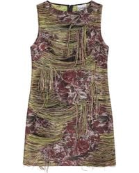 Ganni - Tapestry Fringed Mini Dress - Lyst
