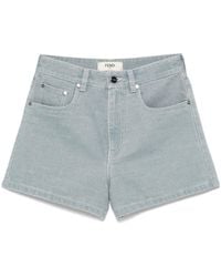Fendi - Denin Cotton Shorts - Lyst