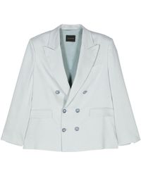 ANDAMANE - Linen-blend Double-breasted Blazer - Lyst