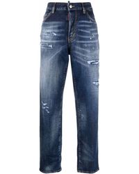 DSquared² - High-Waist-Jeans im Distressed-Look - Lyst