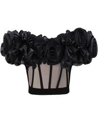 Gemy Maalouf - Floral-Appliqué Corset Top - Lyst