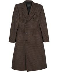 Balenciaga - Houndstooth Wool Double-breasted Coat - Lyst
