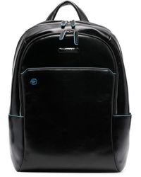 Piquadro Calf-leather Two-zip Backpack - Black