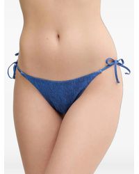 Guess - Denim-Print Side-Tie Bikini Bottoms - Lyst