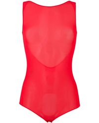 Maison Margiela Sleeveless Mesh Scoop Back Bodysuit - Pink
