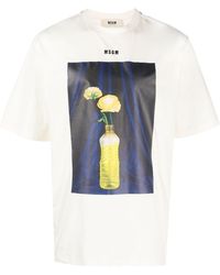 MSGM - Graphic-print Organic Cotton T-shirt - Lyst