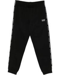 EA7 - Logo-Tape Cotton Track Pants - Lyst