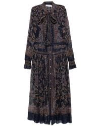 Self-Portrait - Paisley-Print Pussy-Bow Maxi Dress - Lyst