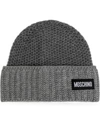 Moschino - Logo-Patch Waffle-Knit Beanie Hat - Lyst