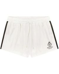 Sporty & Rich - Logo-Embroidered Side-Stripe Shorts - Lyst