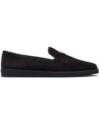 Prada - Suede Triangle Slippers - Lyst
