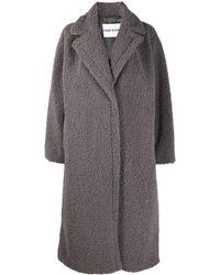 Stand Studio Oversized Long Teddy Coat - Grey
