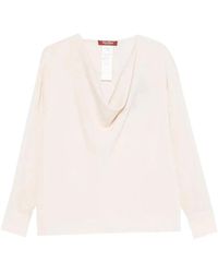 Max Mara - Cowl-Neck Long-Sleeve Blouse - Lyst