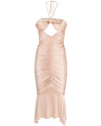 Alexandre Vauthier - Midi Dress With American Neckline And Ruffles - Lyst