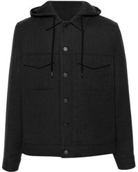 Theory - Flannel Wool Hooded Jacket - Lyst