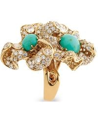 Anabela Chan - 18Kt Geelgouden Vermeil Blossom Ring Met Turkoois En Diamant - Lyst