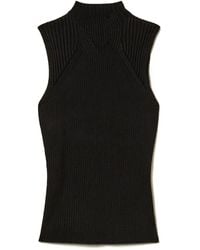 Twinset - Mock-Neck Ribbed Top - Lyst