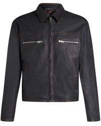 Etro - Zipped Leather Jacket - Lyst