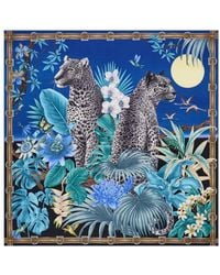 Ferragamo - Felines Print Silk Scarf - Lyst