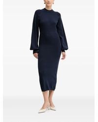 Silvian Heach - Balloon-Sleeve Ribbed Midi Dress - Lyst