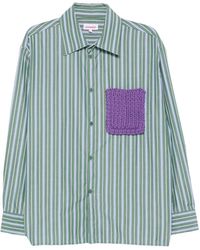 Charles Jeffrey - Stripe-Print Knitted-Pocket Shirt - Lyst