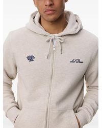 Les Deux - Logo-Embroidered Zip-Up Hoodie - Lyst