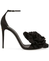 Dolce & Gabbana - Satin Sandal With Flower - Lyst
