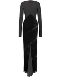 Rick Owens - Robe Longue À Manches Longues Et Empiècements En Velours - Lyst