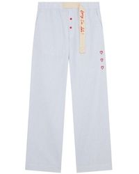 Mira Mikati - Stripe-Pattern Embroidered-Heart Trousers - Lyst