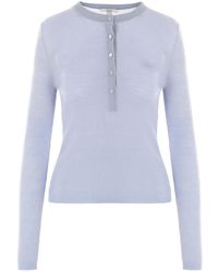 Chloé - Geribbeld Henley T-Shirt Met Lange Mouwen - Lyst