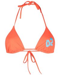 DSquared² - Logo-Print Bikini Top - Lyst