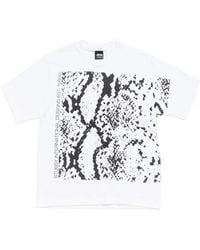 Stussy - Snakeskin-Print Logo-Print T-Shirt - Lyst