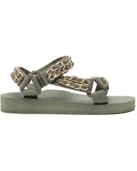 ARIZONA LOVE - Trekky Chain-Embellished Touch-Strap Sandals - Lyst