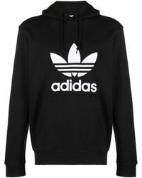 adidas - Logo-Print Cotton Hoodie - Lyst