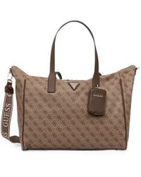 Guess - Monogram-Print Logo-Plaque Tote Bag - Lyst